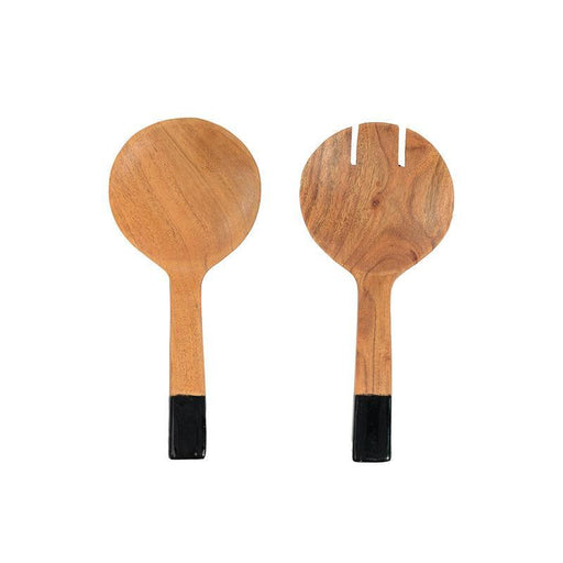 HOME.LIFE Wooden Server Set Enamel Handle - Black-Spoons