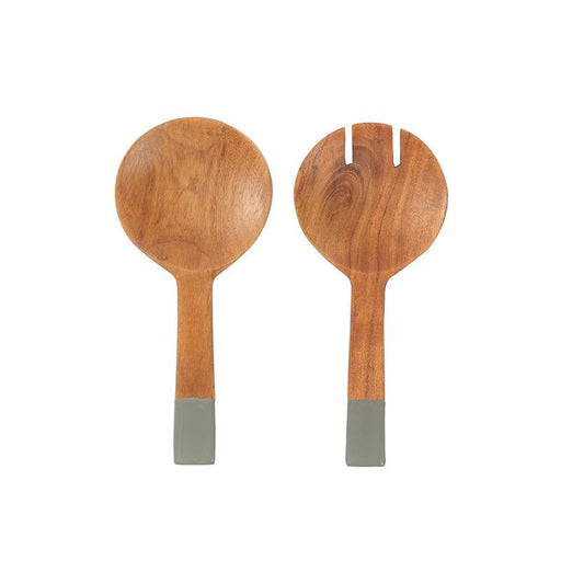 HOME.LIFE Wooden Server Set Enamel Handle - Grey-Spoons
