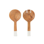 Home.Life Wooden Server Spoon with Enamel Handle White Set of 2
