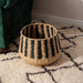 Woven Paper Stripe Basket - Black-Basket