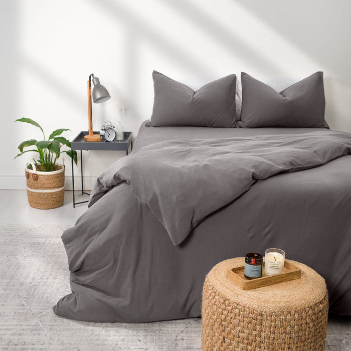 Jersey Knit Duvet Cover Set Charcoal