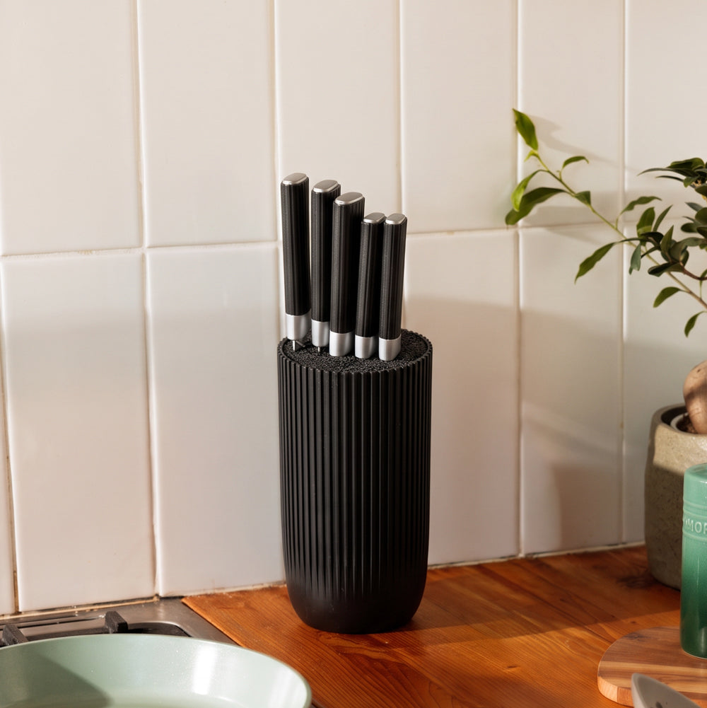 Knife in Holder Set of 6 Black-Kinves