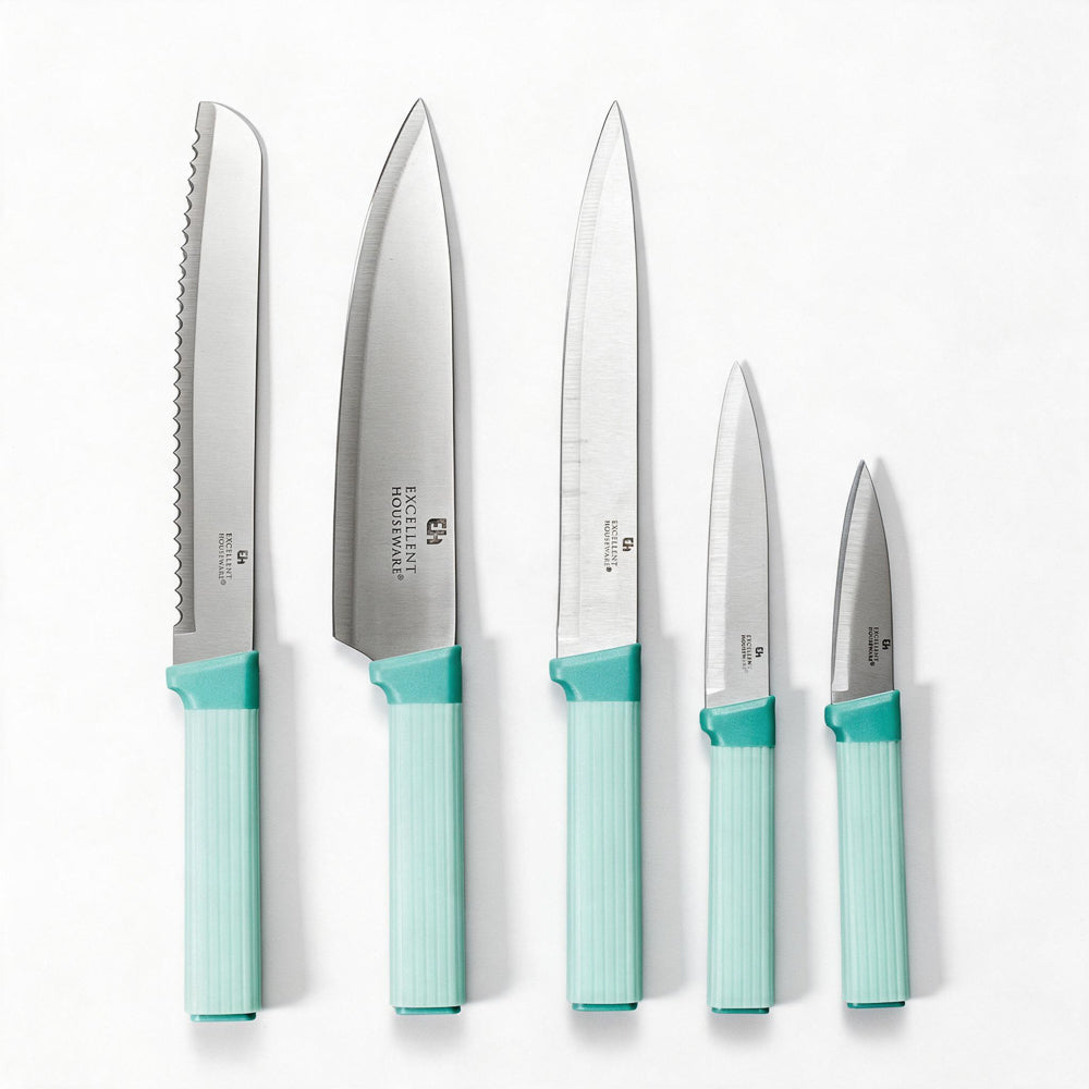 Knife in Holder Set of 6 Duck Egg-Kinves