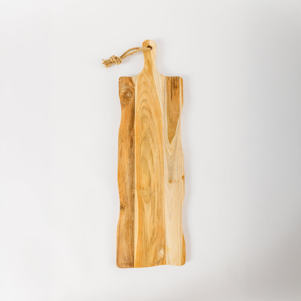 Lacquered Teak Wooden Board with Handle-Bar Accessories
