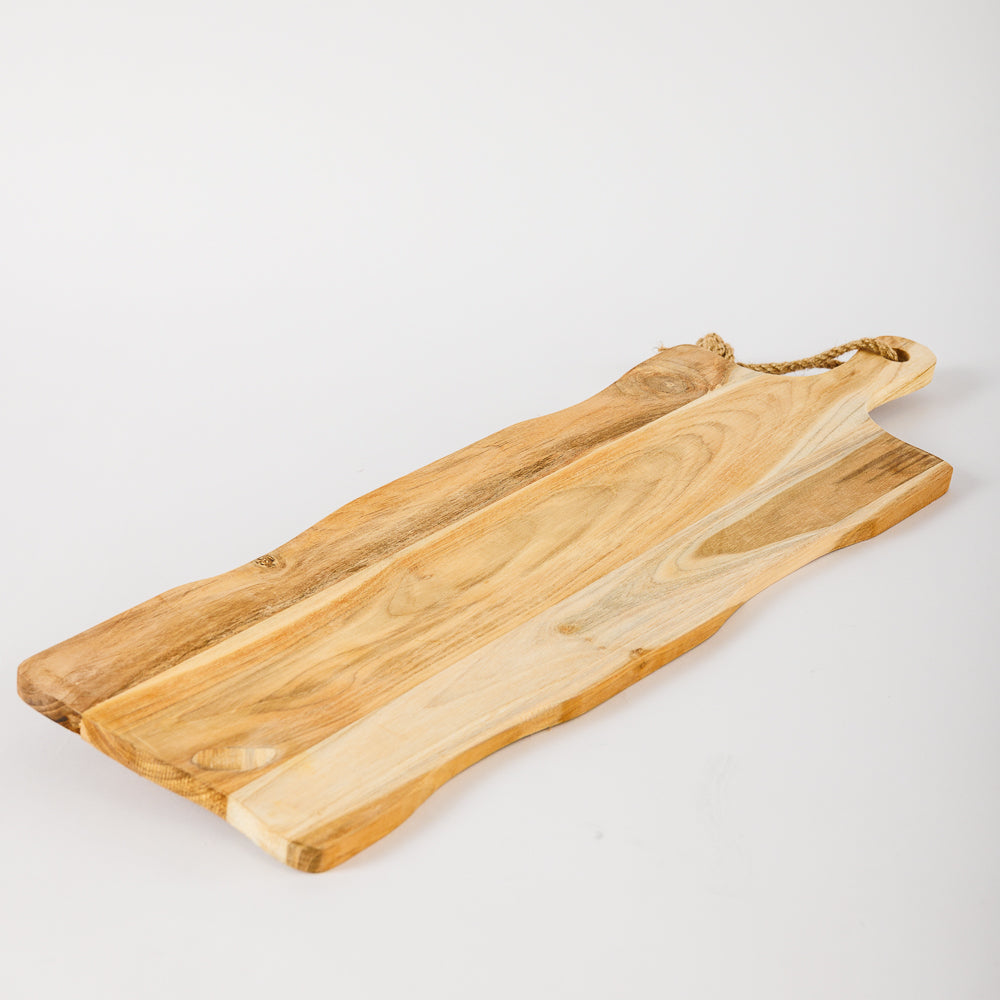 Lacquered Teak Wooden Board with Handle-Bar Accessories