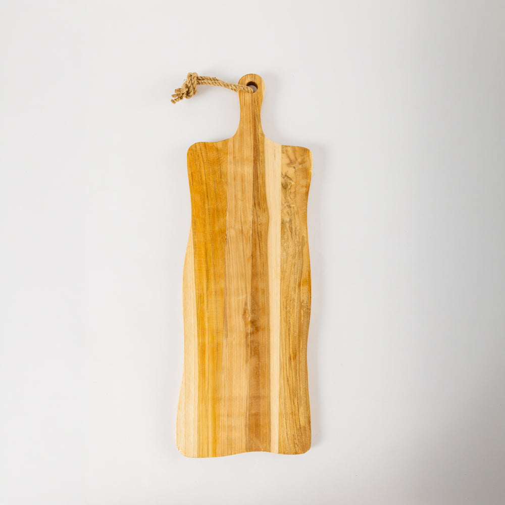Lacquered Teak Wooden Board with Handle-Bar Accessories
