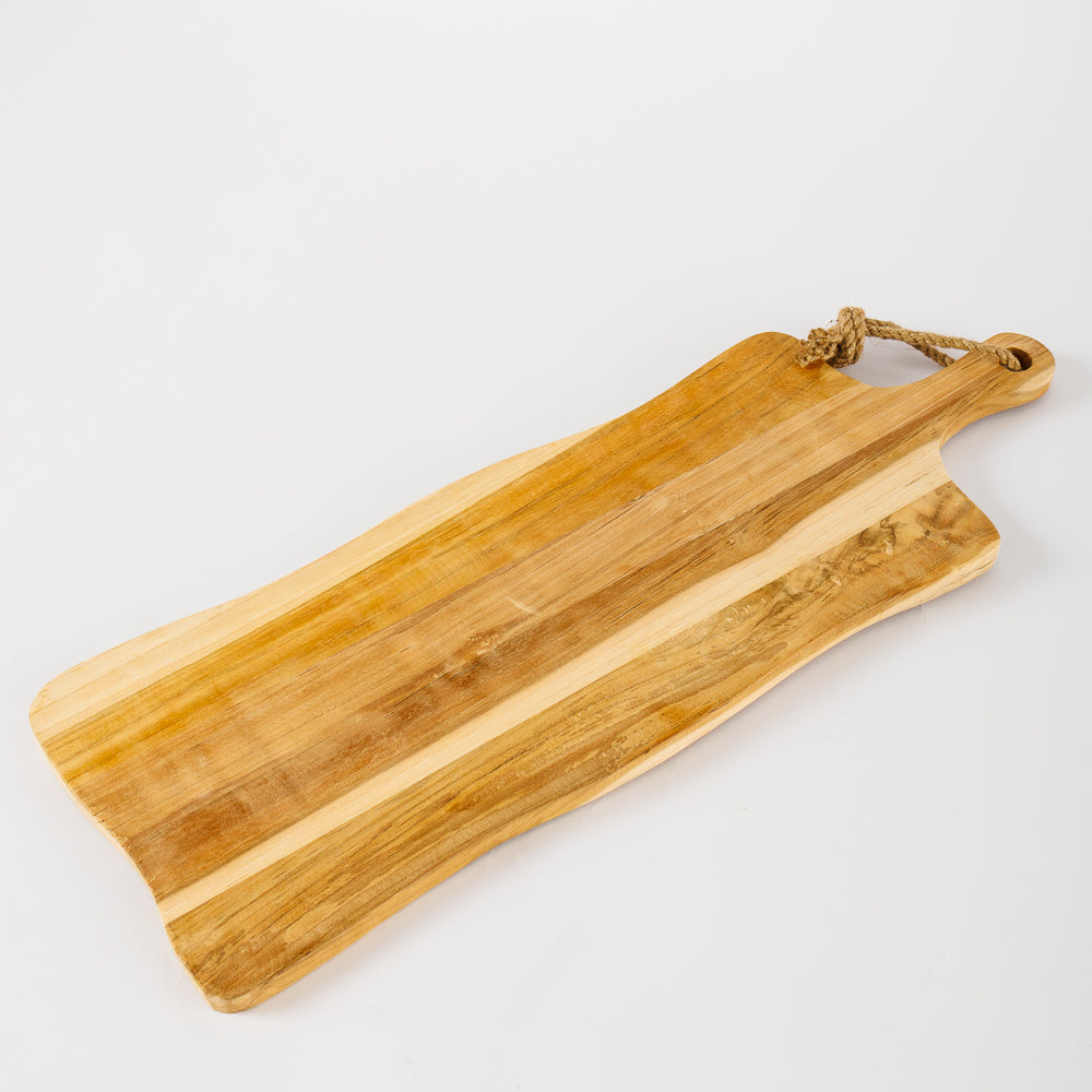 Lacquered Teak Wooden Board with Handle-Bar Accessories