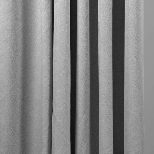 Leaf Design Lined Taped Curtain - Fossil-CURTAINS