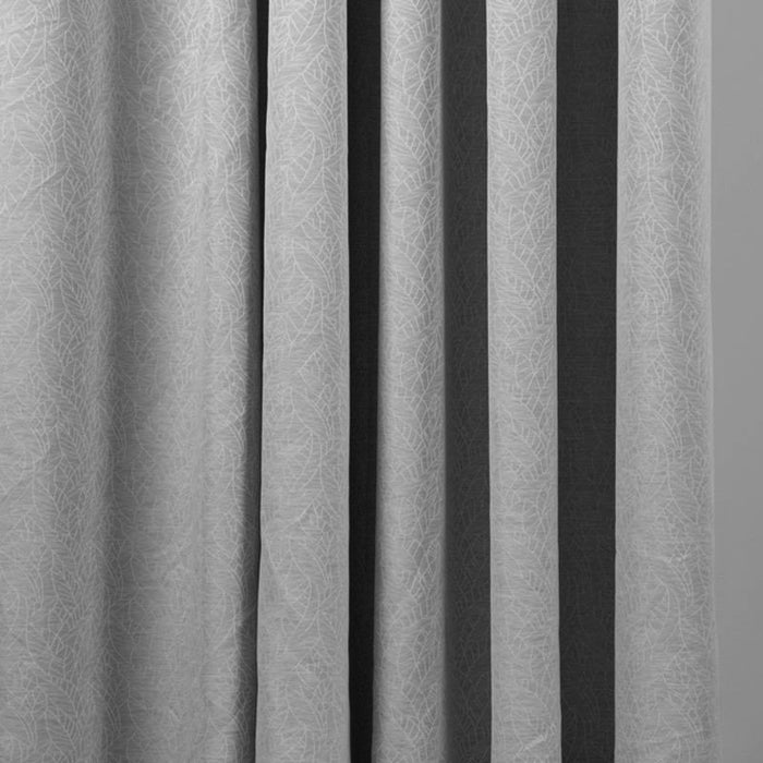 Leaf Design Lined Taped Curtain - Fossil-CURTAINS