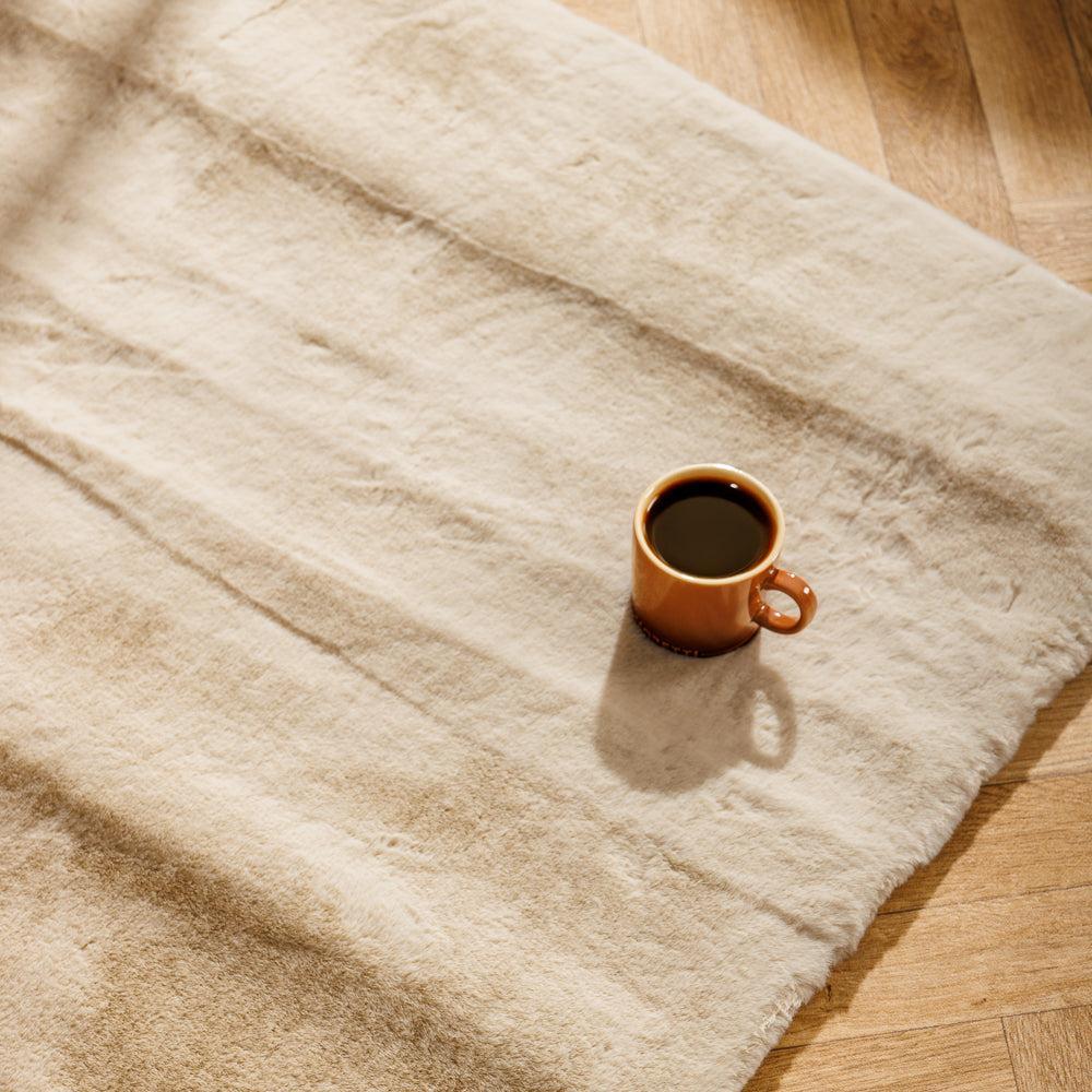 Luxe Rabbit Faux Fur Carpet Vanilla Beige-Carpets/Rugs