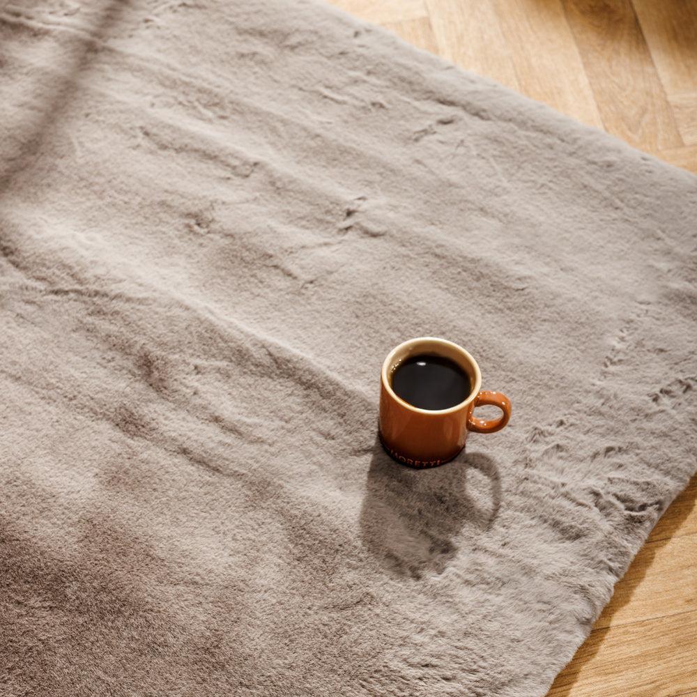 Luxe Rabbit Faux Fur Carpet Greige-Carpets/Rugs