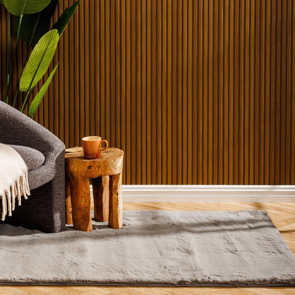 Luxe Rabbit Faux Fur Carpet Greige-Carpets/Rugs