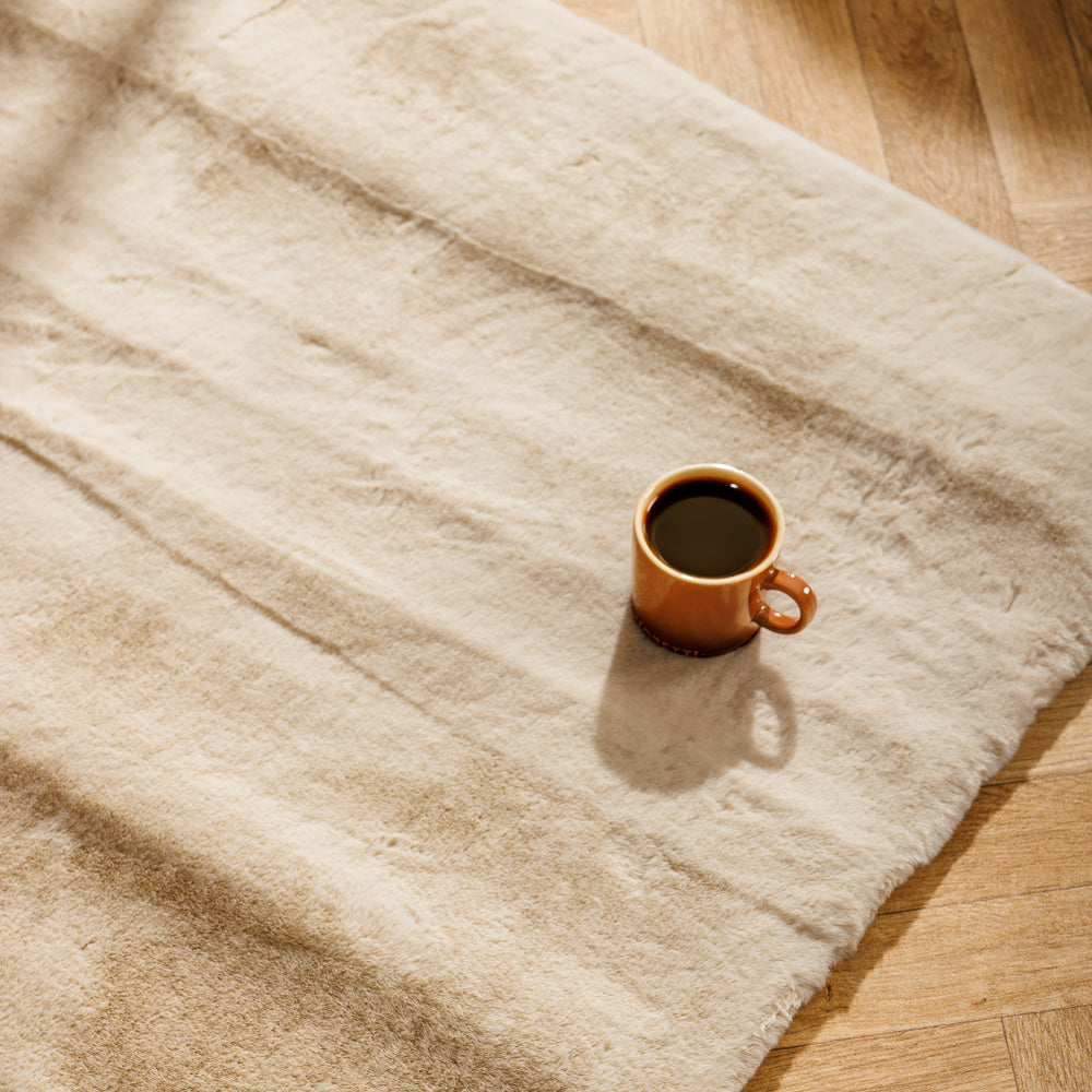 Luxe Rabbit Faux Fur Carpet Vanilla Beige-Carpets/Rugs