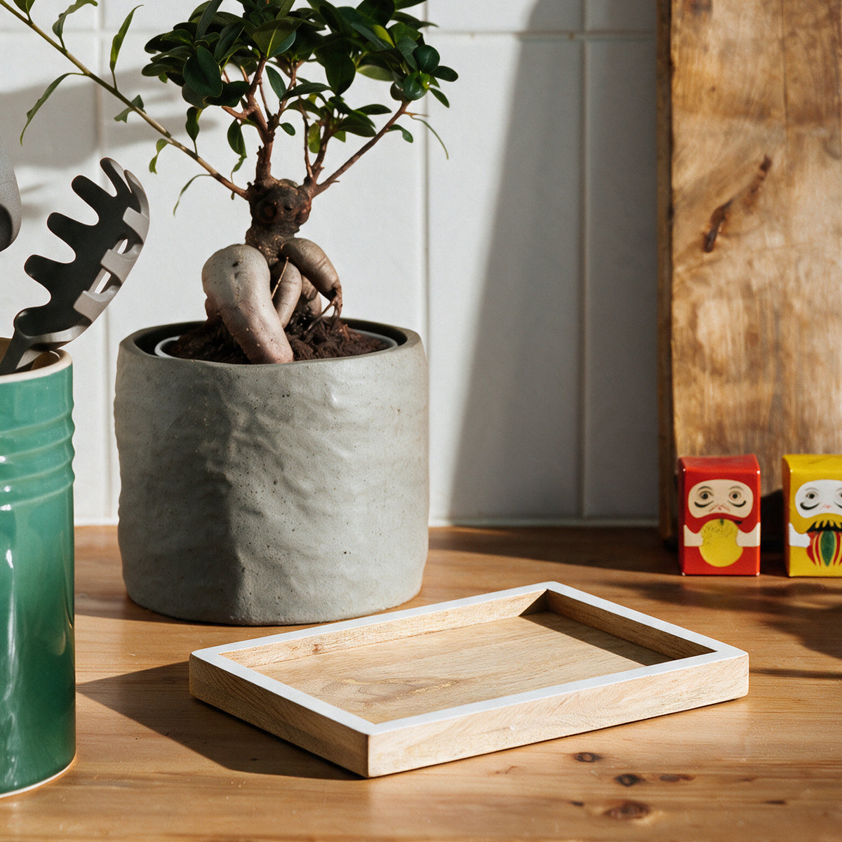 Mango Wood Colour Edged Tray-Bar Accessories