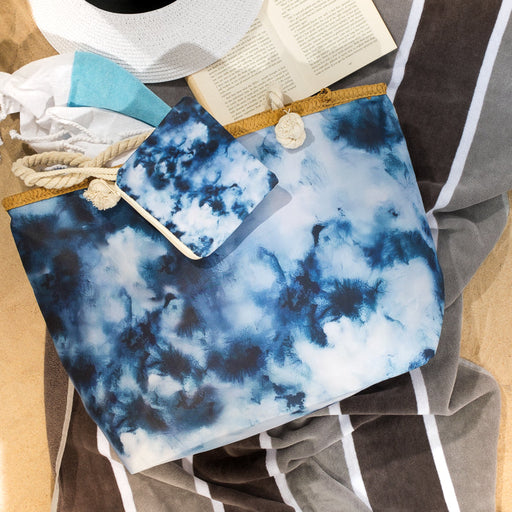 Marble Beach Bag - Blue-BEACH BAGS