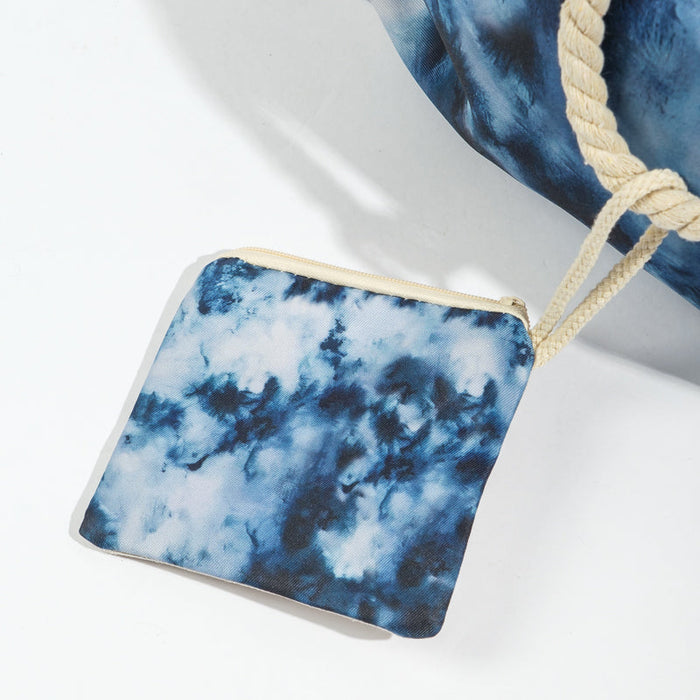 Marble Beach Bag - Blue-BEACH BAGS