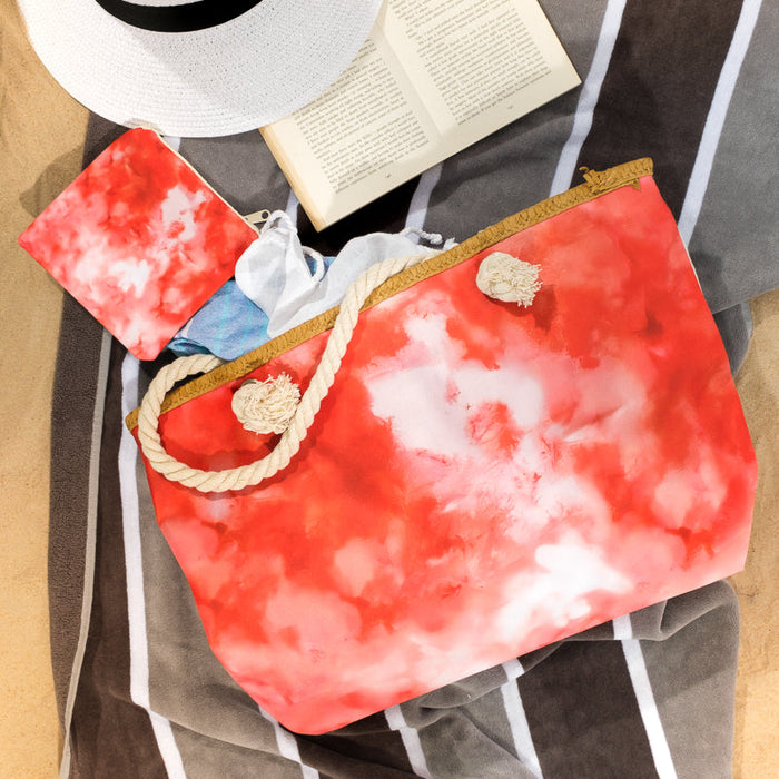 Marble Beach Bag - Orange-BEACH BAGS