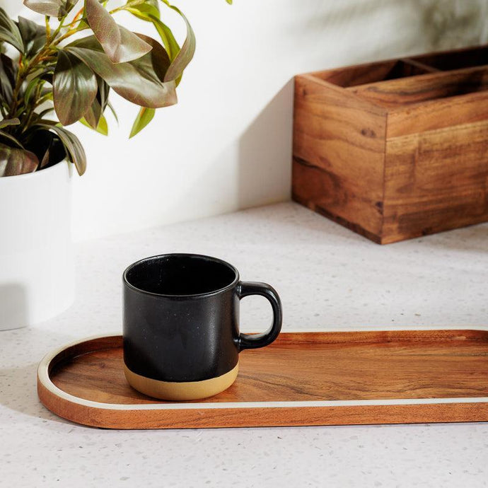 Matte Glaze Coffee Mug With Rim â€“ Black – Whitehouse & Continental Linen