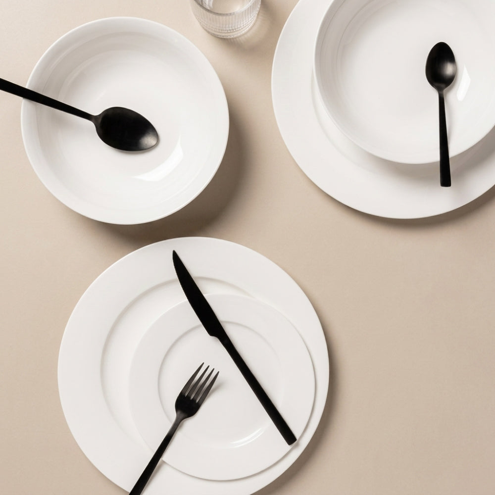 Maxwell Williams European Rim Dinner Set White 12 Piece-Dinner Sets