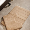 Milan Memory Foam Bathroom Mat Beige 2 Piece