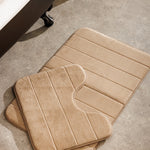 Milan Memory Foam Bathroom Mat Beige 2 Piece