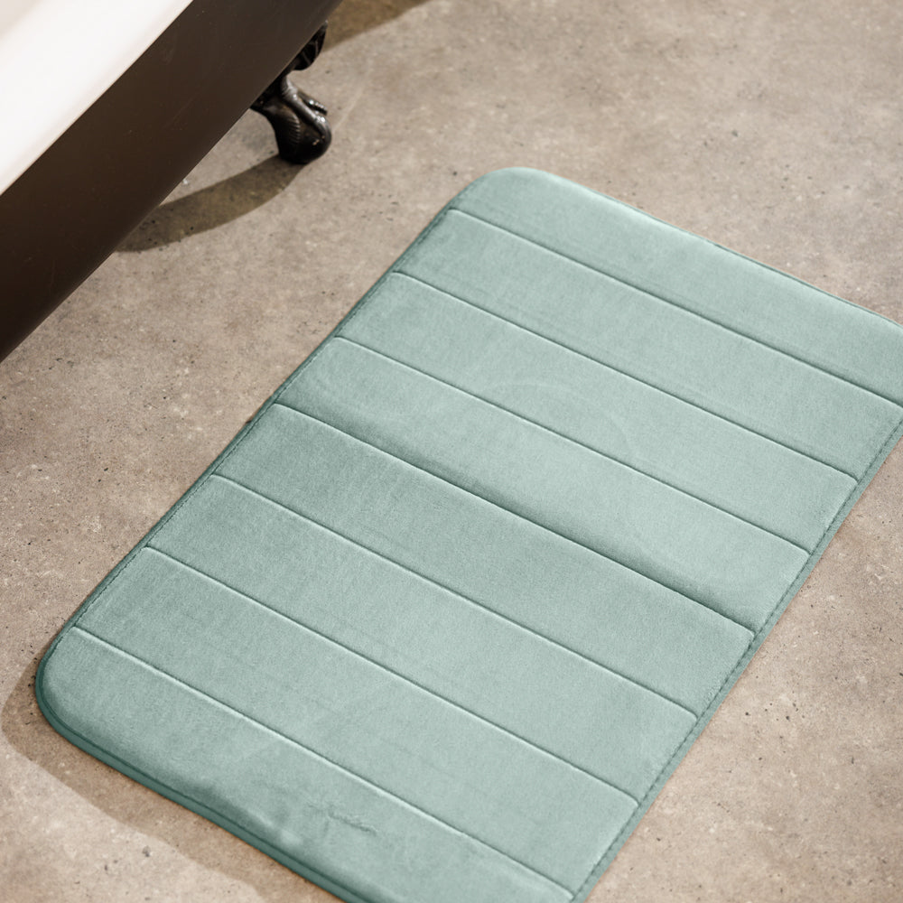 Milan Memory Foam Bathroom Mat Duck Egg 2 Piece-Bath Mats