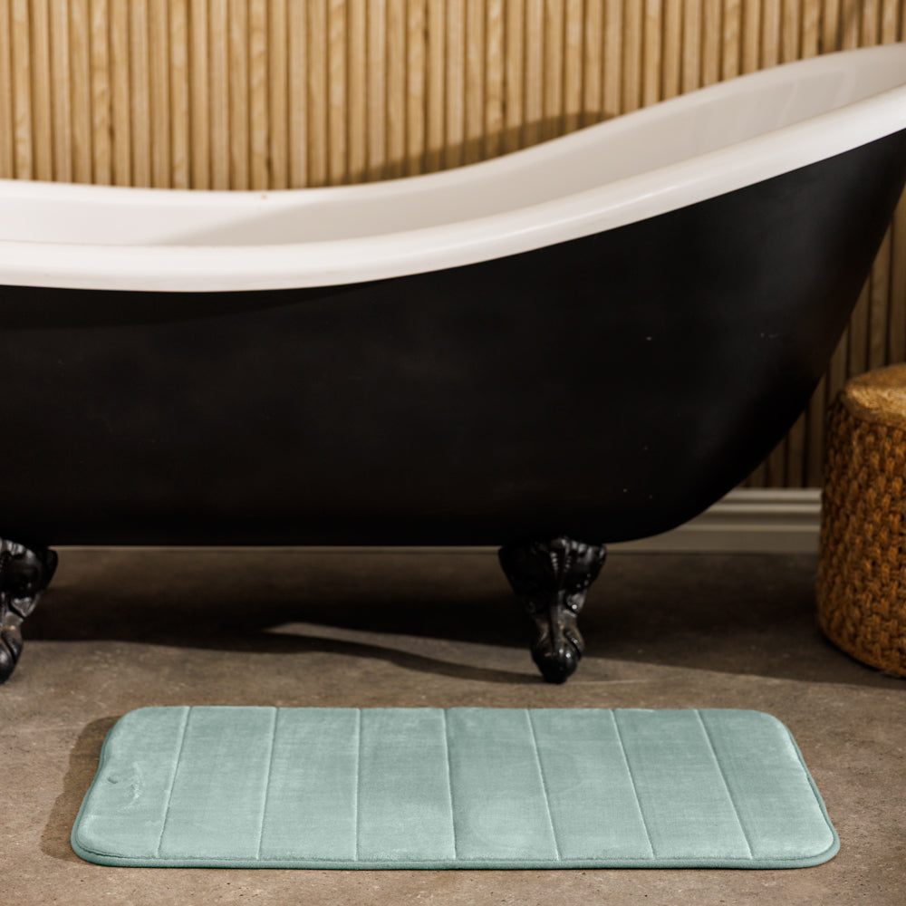 Milan Memory Foam Bathroom Mat Duck Egg 2 Piece-Bath Mats