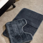Milan Memory Foam Bathroom Mat Mid Grey 2 Piece
