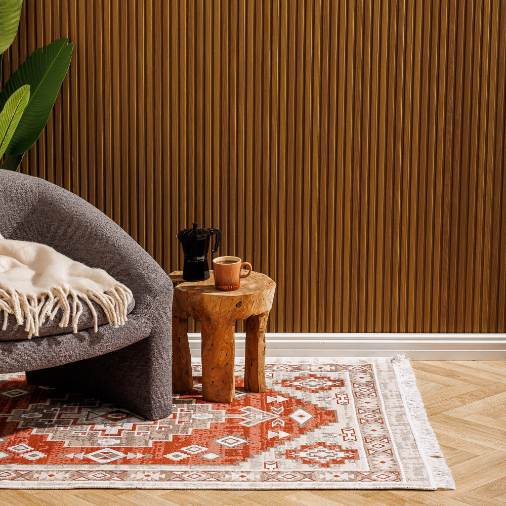 Milos Mediterranean Collection Jacquard Polycotton Carpet Moss-Carpets/Rugs