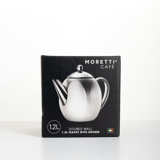 Moretti Café Teapot - Stainless Steel Oval