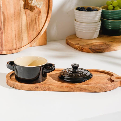 Moretti Casa Stoneware Mini Casserole with Lid Charcoal-Dish