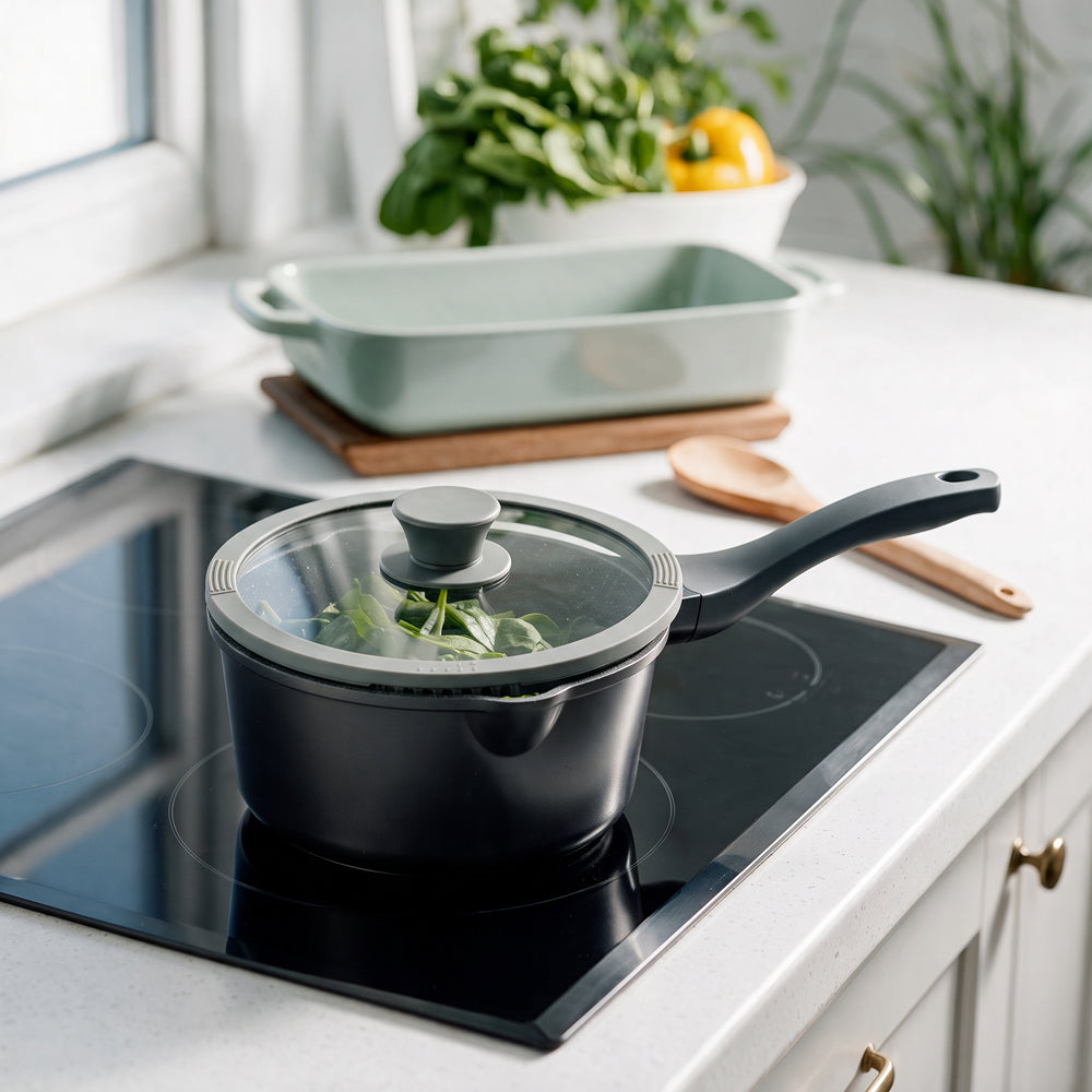 Moretti Chef Aluminium Die Cast Sauce Pan with Lid 18x9cm-Sauce Pan
