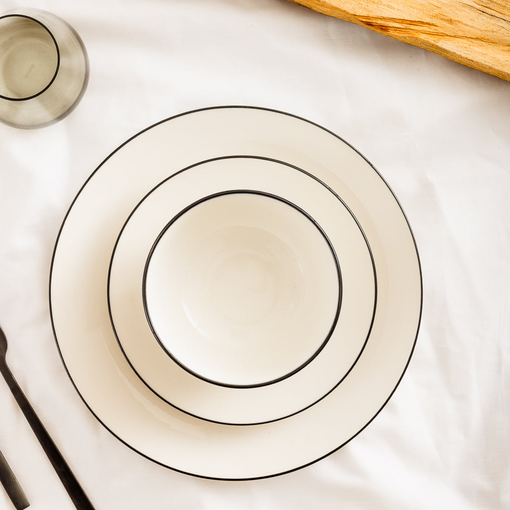 Moretti Halo Rim Dinner Plate Black-Dinner Plate