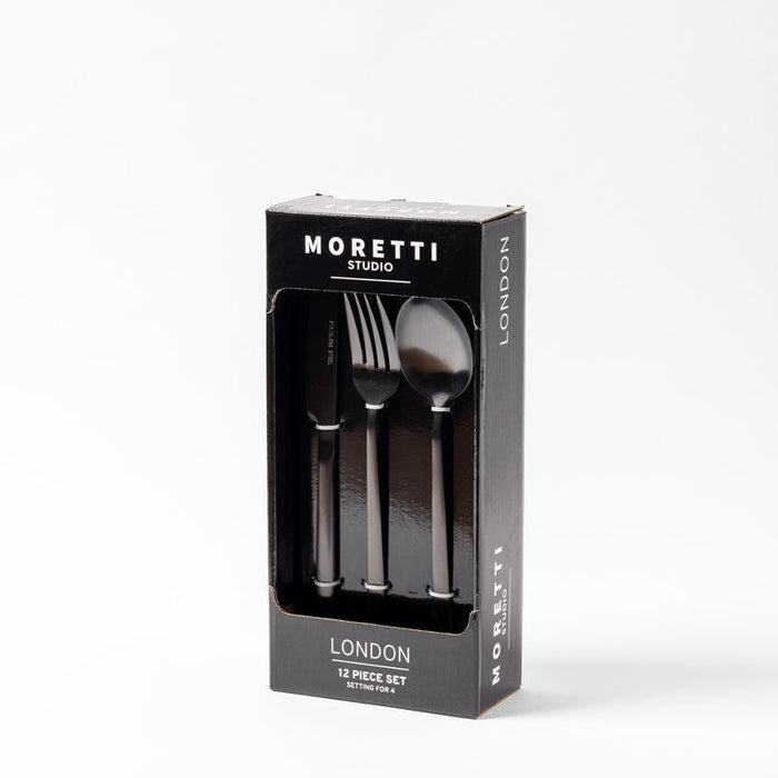 Moretti 12 Piece Black Cutlery Set London-KITCHEN
