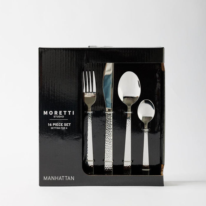 Moretti Manhattan Cutlery Set Hammered 16 Piece-Cutlery Sets