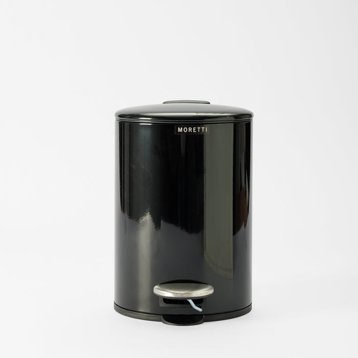 Moretti Round Gloss Finish Pedal Bin 3L Black-Pedal Bin