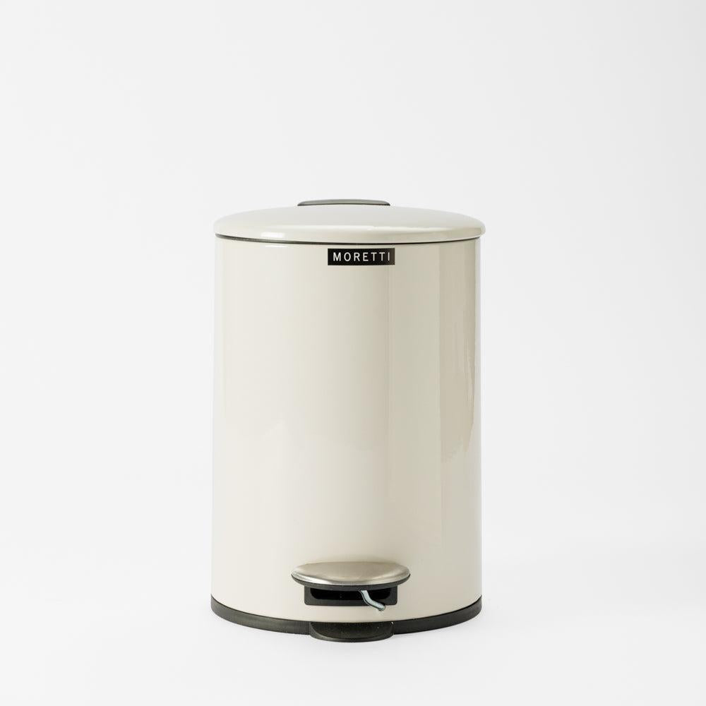 Moretti Round Gloss Finish Pedal Bin 3L Cream-Pedal Bin