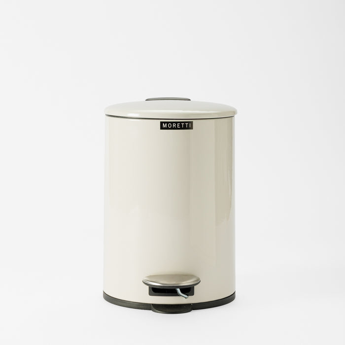 Moretti Round Gloss Finish Pedal Bin 3L Cream-Pedal Bin