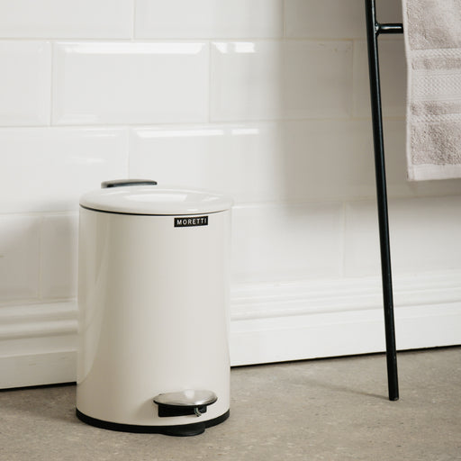 Moretti Round Gloss Finish Pedal Bin 3L Cream-Pedal Bin