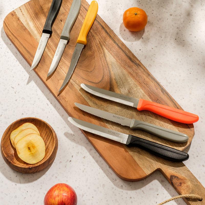 Moretti Rounded Serrated Knife - Orange-Knives