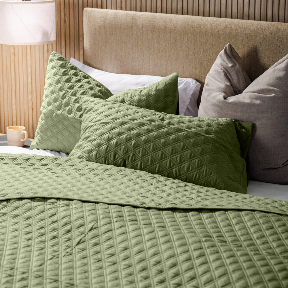Moss Whisper Soft Premium Cotton Quilt Olive Green-Quilts & Comforters