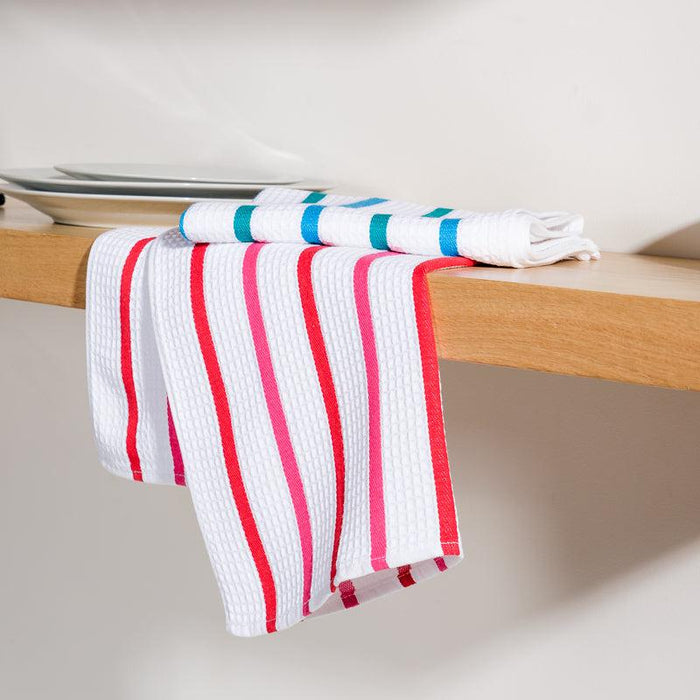 Multistripe Dish Cloths - Red and Blue Set-DISHCLOTH