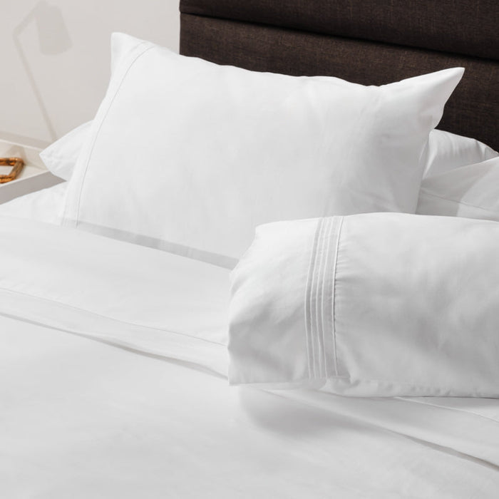 Nest 250 Thread Count Double Tuck Cotton Rich Duvet Cover Set - White-LINEN