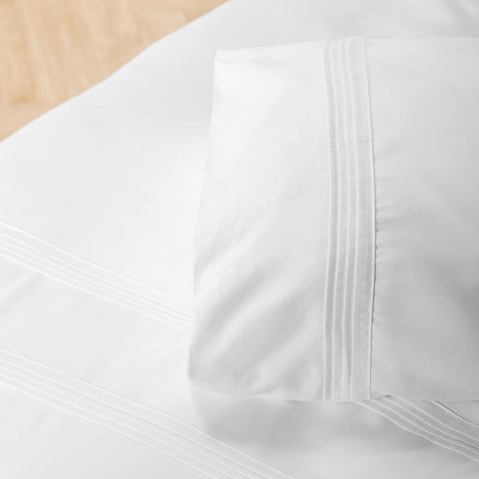 Nest 250 Thread Count Double Tuck Cotton Rich Duvet Cover Set - White-LINEN