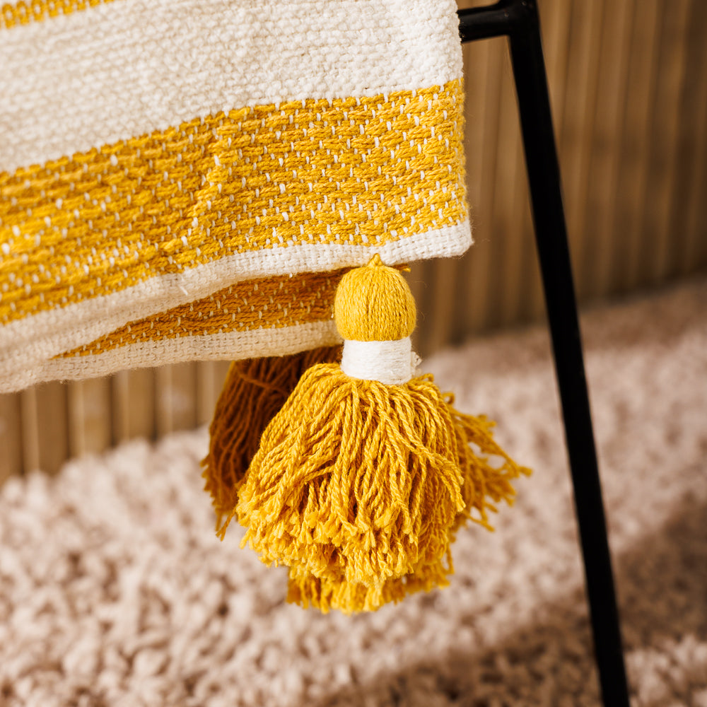 Nest Chenille Throw Mustard-Throws