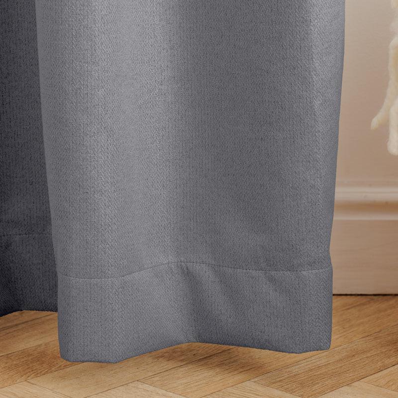 Nest Chevron Ultra Blockout Eyelet Unlined Curtain - Charcoal-Curtains