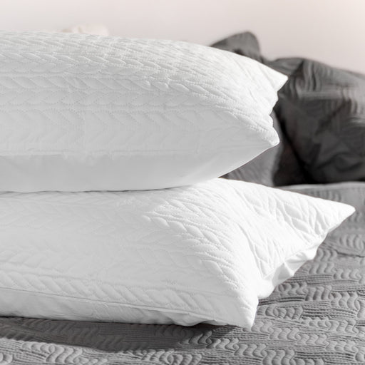 Nest Classic Embossed Pillowcase Pair - White-Pillowcase