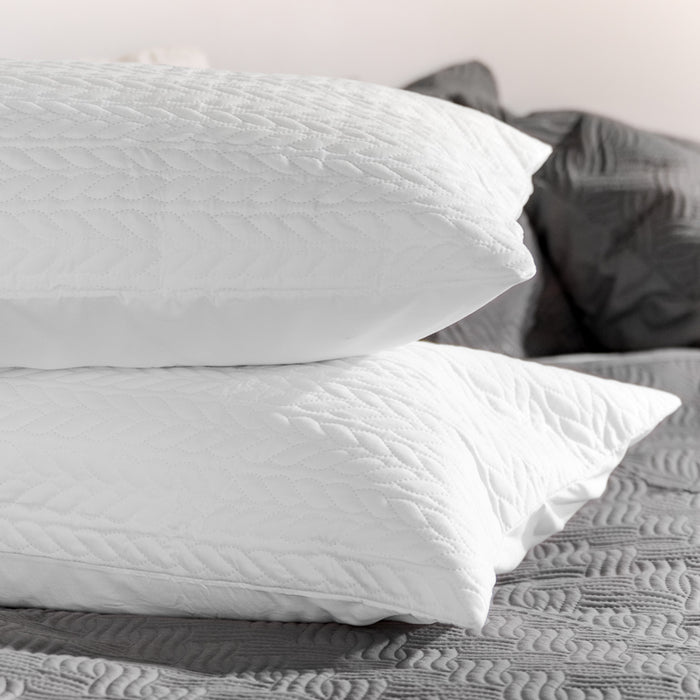 Nest Classic Embossed Pillowcase Pair - White-Pillowcase