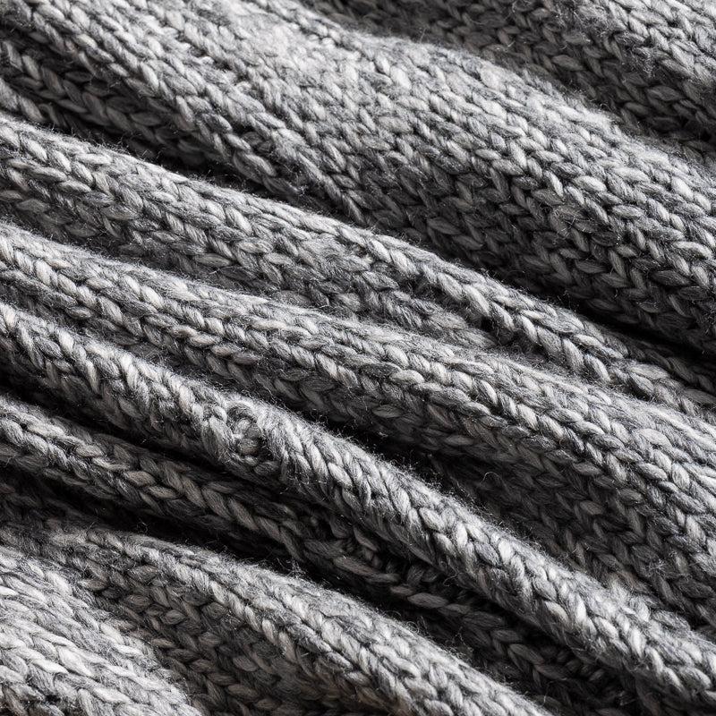 Nest Cotton Blend Pattern Stitch Throw Grey-Blankets & Throws