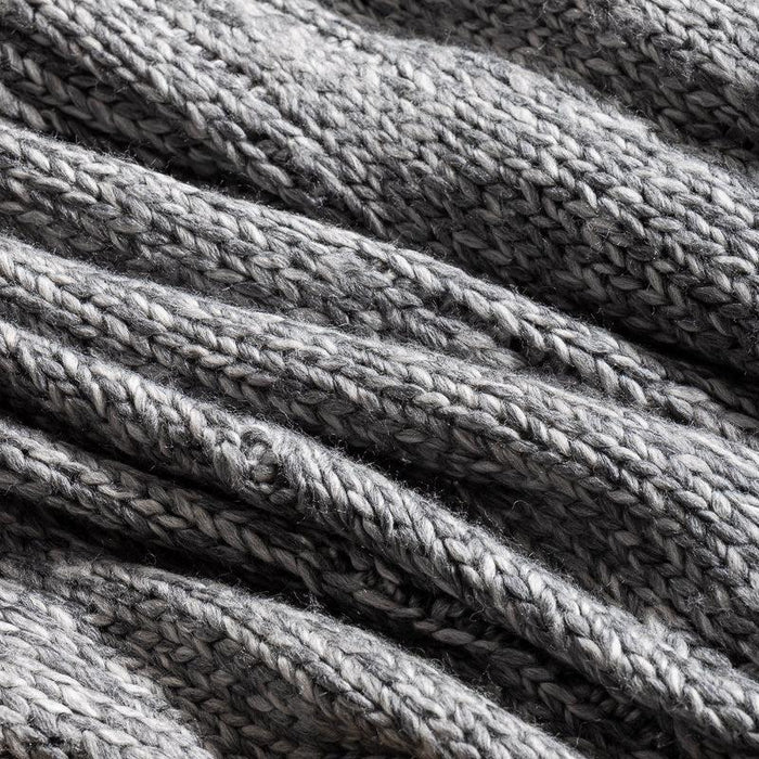Nest Cotton Blend Pattern Stitch Throw Grey-Blankets & Throws